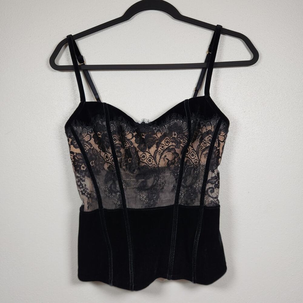 Vintage y2k Victoria's Secret Sexy Tank Top Cami Black Lace Sheer Large Goth Emo